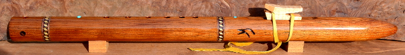 Koa F sharp minor flute with inlays by Laughing Crow